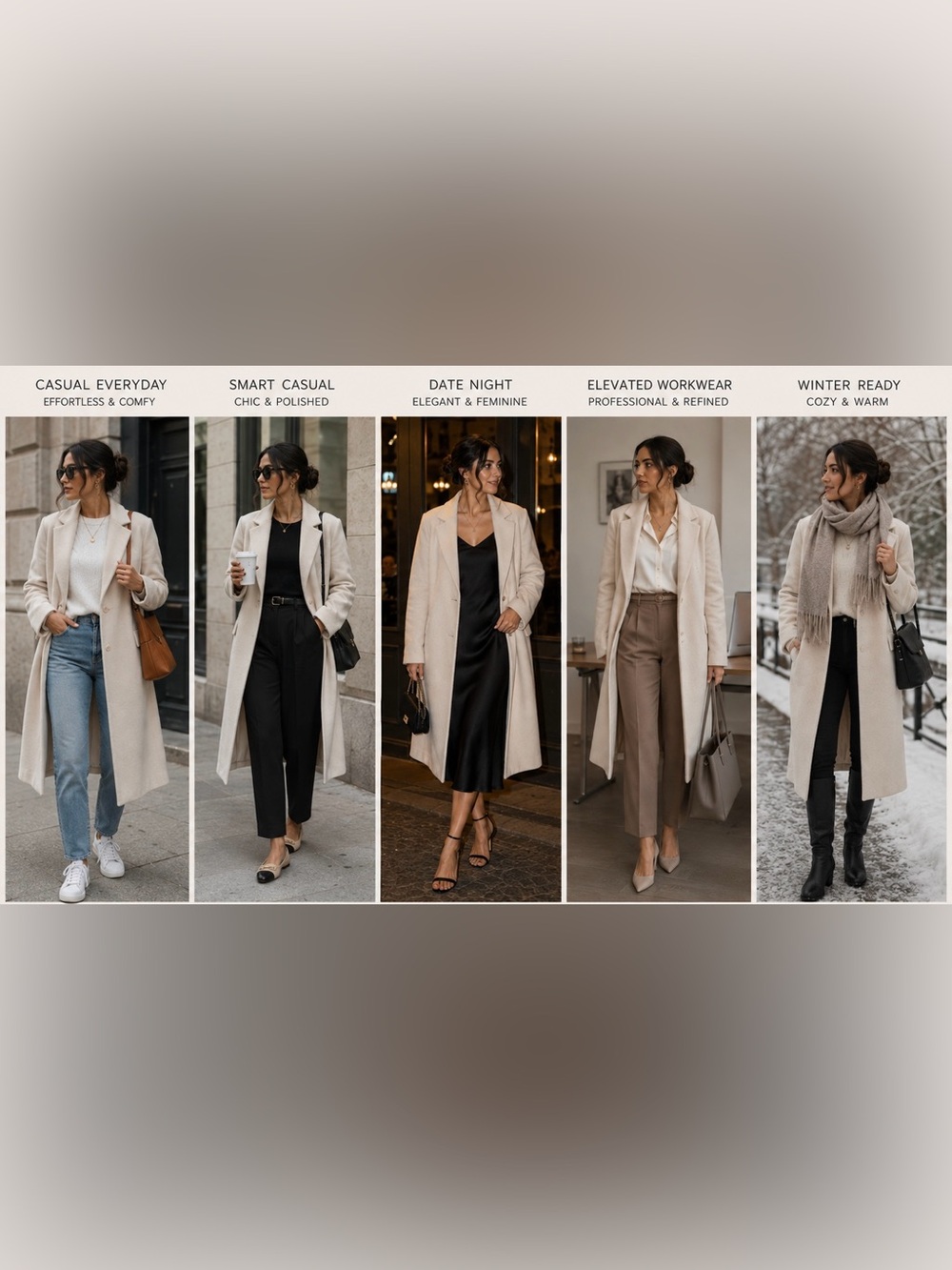 Womens Cream Long Wool-Blend Coat